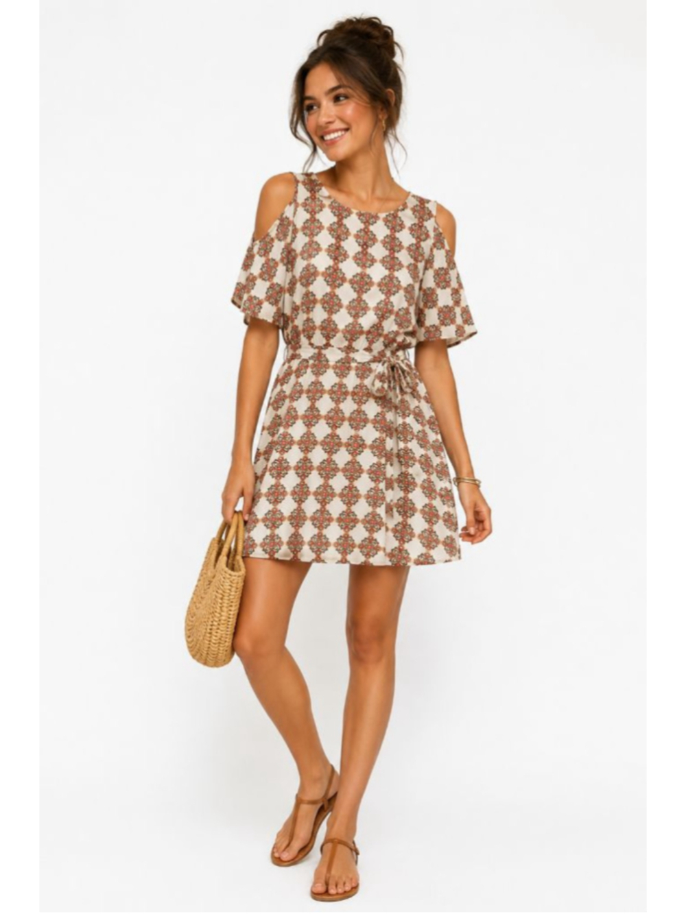 DR2 Y2K Boho Cold Shoulder Mini Dress Size S